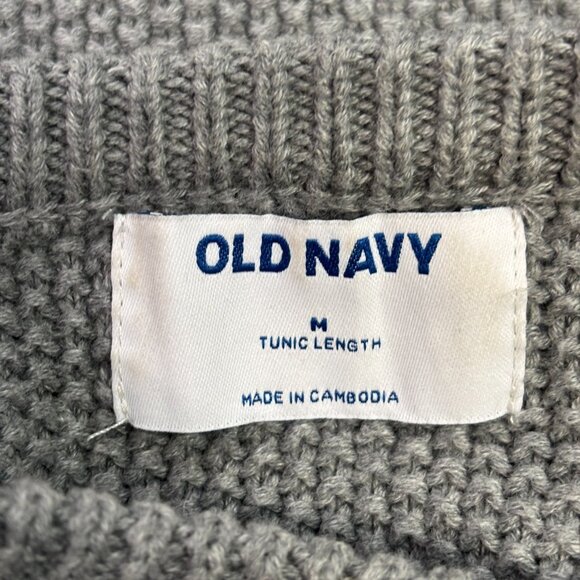 Old Navy Sweater Medium Gray Crew Neck 100% Cotton Long Sleeve Pullover Women's - Picture 7 of 8